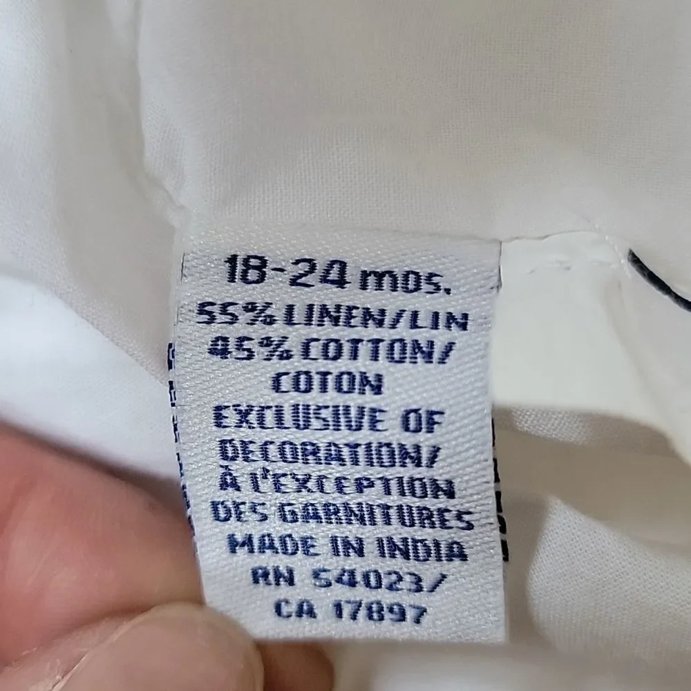 OLD NAVY WHITE LINEN/COTTON BOHO SUNDRESS, SIZE 18-24 MONTHS